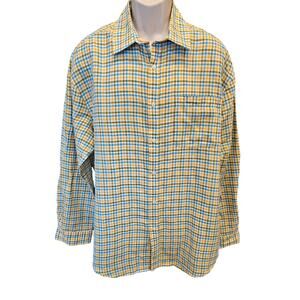 Alan Flusser Button Down bright linen blend Colorful Long Sleeve casual EUC XL